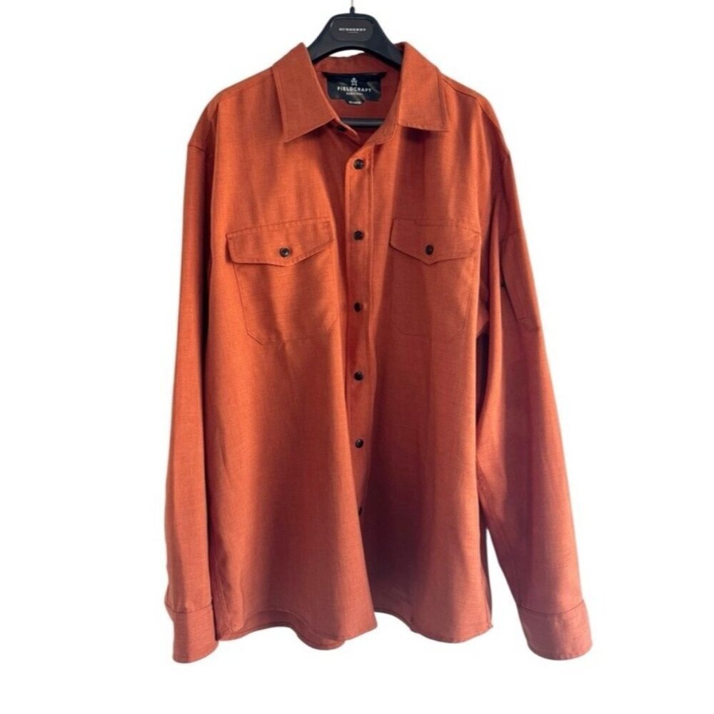 Fieldcraft Survival Mens Sz XXL Orange Outdoor Performance Button Up Shirt